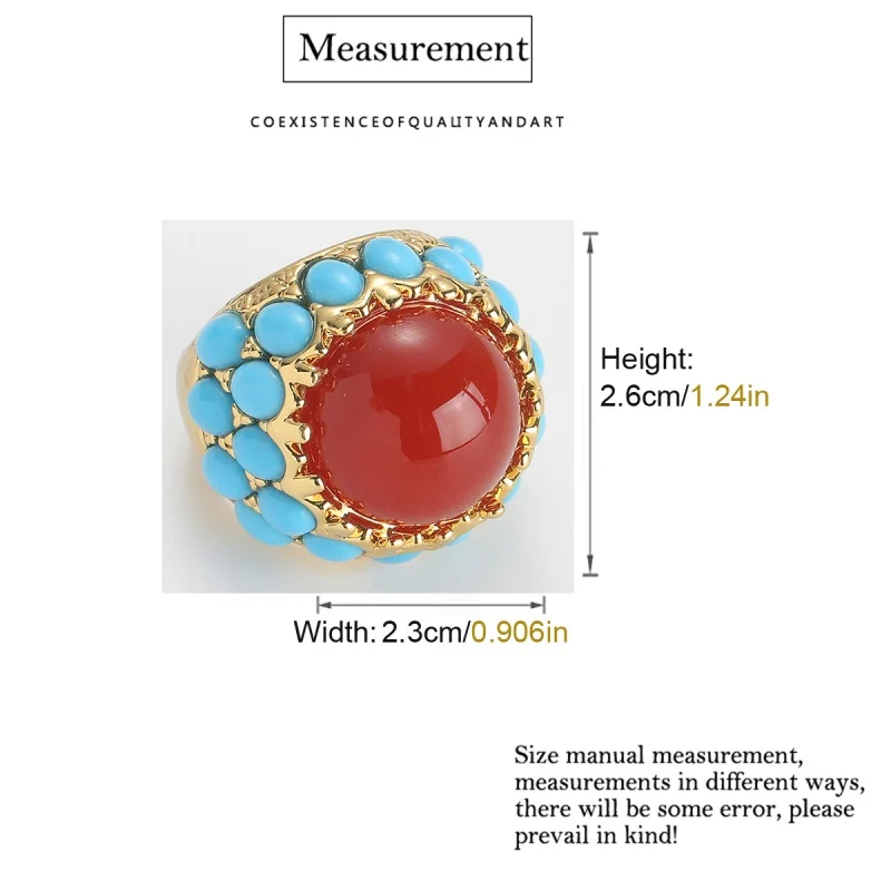 Vintage Red Rings Blue Stone Elegant Womens Antique Gold Color Party Luxury Jewelry Quality Designer Gifts Thanksgiving 2025 New