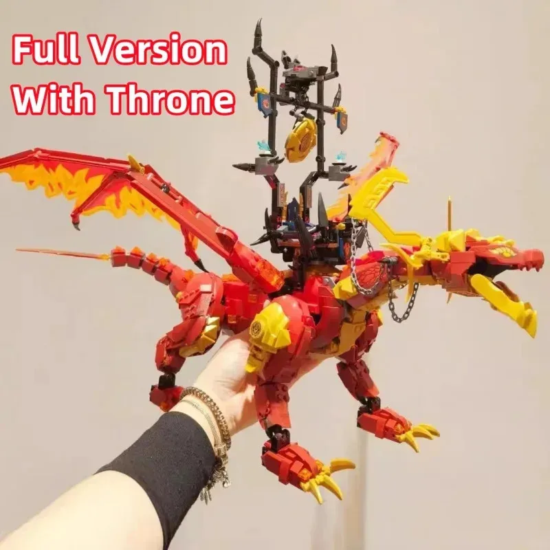 1716 partículas serie creativa ornamento fuente vigorosa dragón con trono niño ensamblado juguete de bloques de construcción regalo de cumpleaños 71822