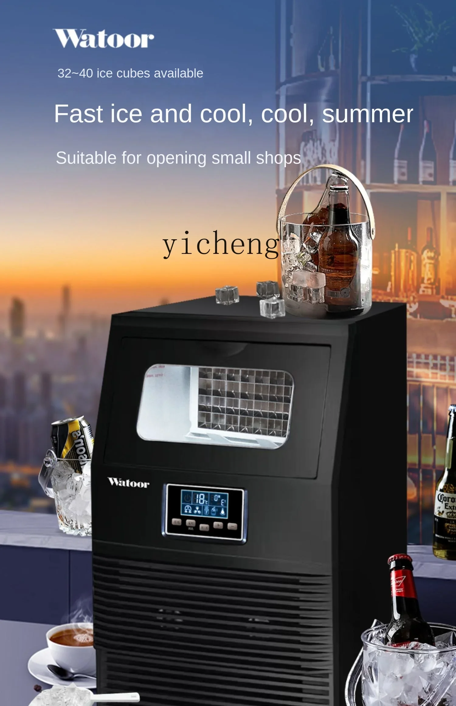 Ice Maker Commercial Household Milk Tea Shop 40kg Automatic Small Large Manual Square Ice Cube