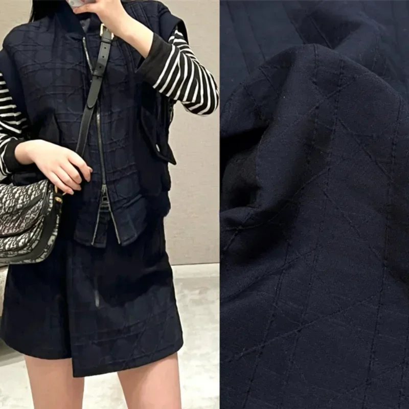 Fashionable Classic Grid Pattern Three-dimensional Relief Dark Pattern Color Value Jacquard Fabric Jacket Pants Woven Fabric