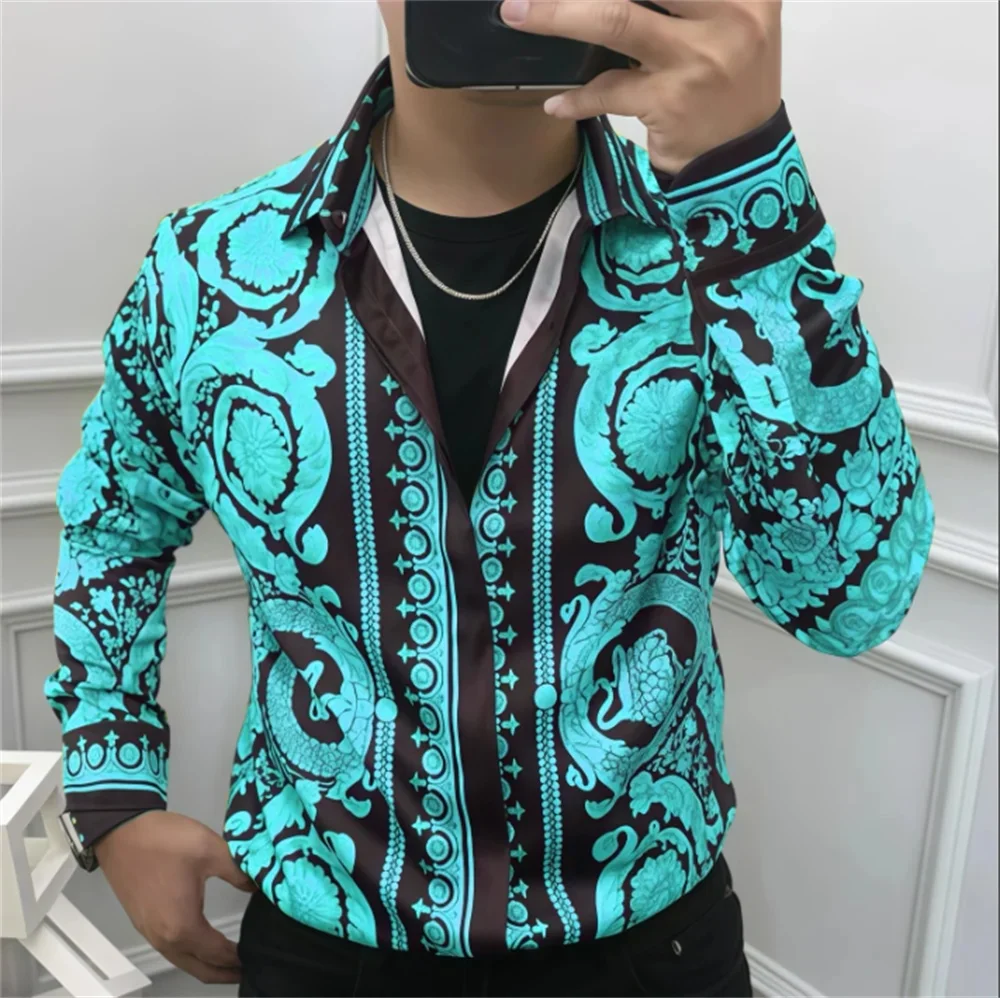 Summer Luxury Mens Button Down Shirts Royal Mens Shirts Casual Slim Fit Soft Smooth Fashion Large Size Luxury Party Shirts