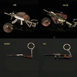 Anime Resident Evil 8 Village Mini Gun Keychains Game V61 AK M1897 SA110 USM AI M1851 Revolver Key Ring Backpack Pendant Gifts