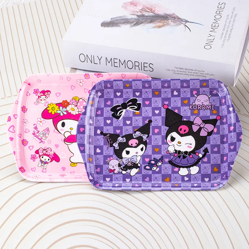 سانريو كورومي مرحبا كيتي شخصيات كرتونية لوحة صينية للوجبات الخفيفة أطباق فاكهه مقبض مزدوج صينية الخبز عموم الميلامين الراتنج أدوات المائدة