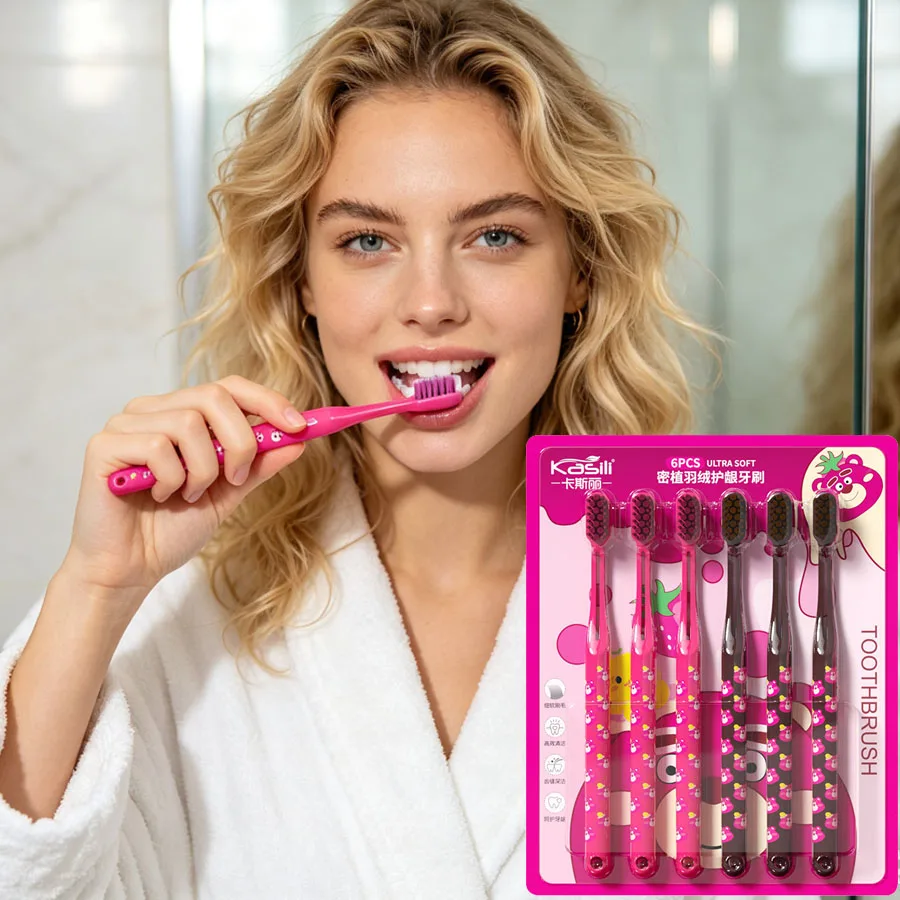 6pcs/12pcs Dense Soft Bristled Toothbrush, Efficient Cleaning, Three-Dimensional Anti Slip Brush Handle, Caring for Gums