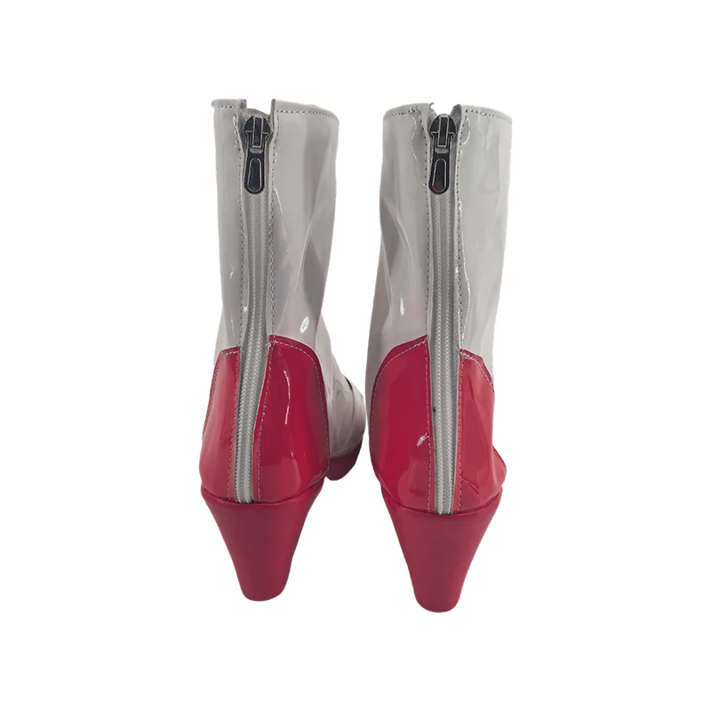 Anime EVA Asuka Cosplay Sapatos Botas de couro artificial branco para mulheres e meninas