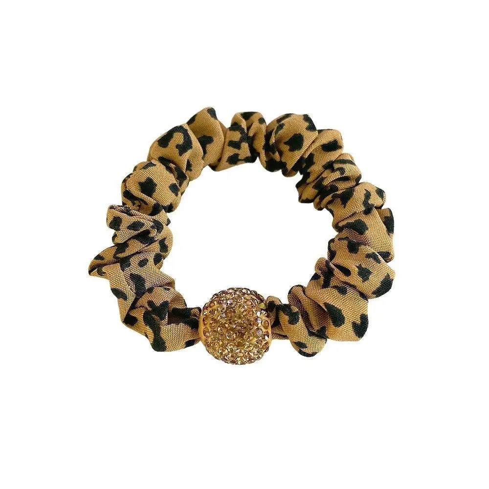 Cuerda de cabeza con estampado de leopardo para el cabello, accesorios para el cabello de alta elasticidad, con diamantes de imitación, con diseño