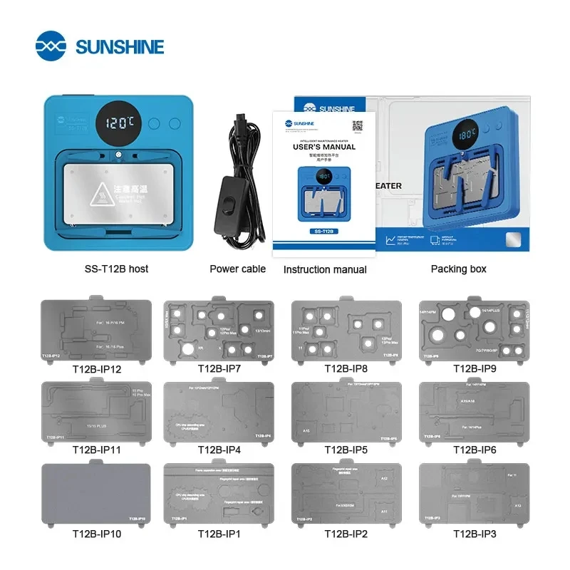 SUNSHINE SS-T12B Platform Pemanas for Android and iPhone, Pemanasan Cepat, Mendukung Seri, IP7G-16PM