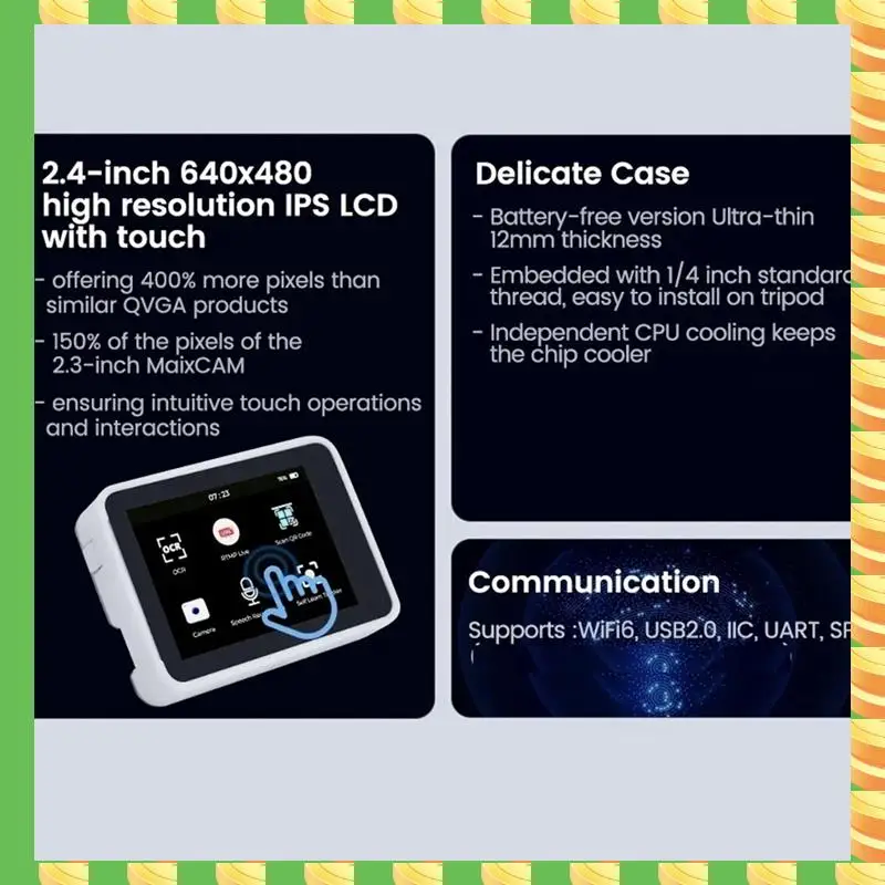 

AB53 For Sipeed Maixcam Pro AI Camera Kit NPU SG2002 RISC-V YOLO Opencv WIFI6 With 2.4Inch Screen MIC Speaker