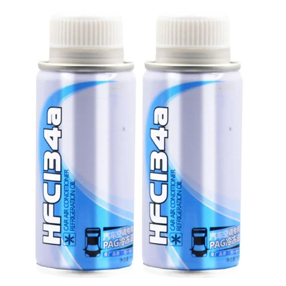 2Pcs Universal Car Air Conditioner Refrigerant Oil 70ml for R134a Noise Reduction Air Conditioning Compressor Lubricating Oil