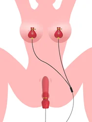 G Spot Vibrator for Women with Nipple Clamps Breast Clips Nipple Clitoral Stimulation Wired Adult Goods Sex Toy for Couple