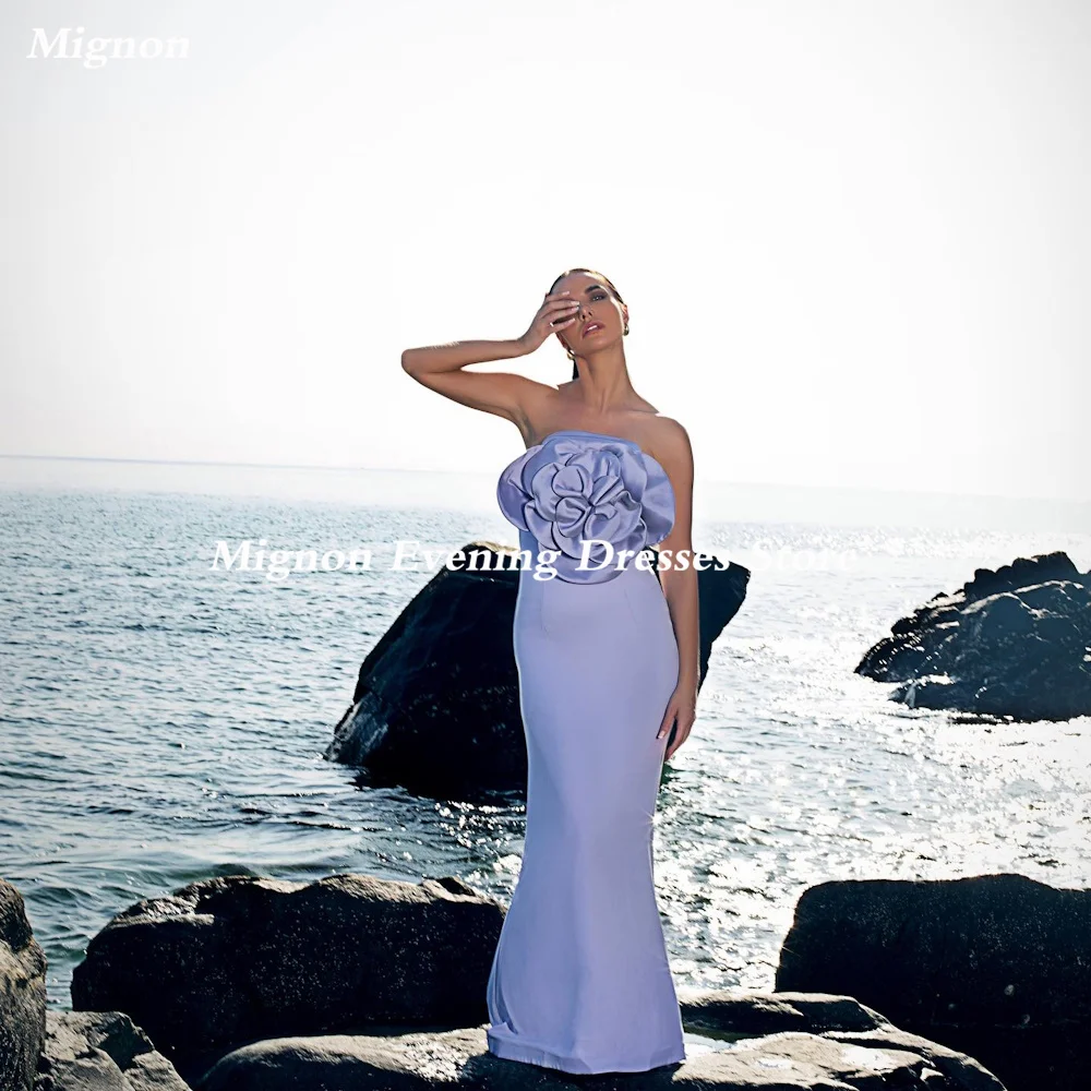 

Mignon Satin Mermaid Strapless Flower Formal Prom Gown Floor Length luxury Evening Formal Elegant Party Dress for Women 2023