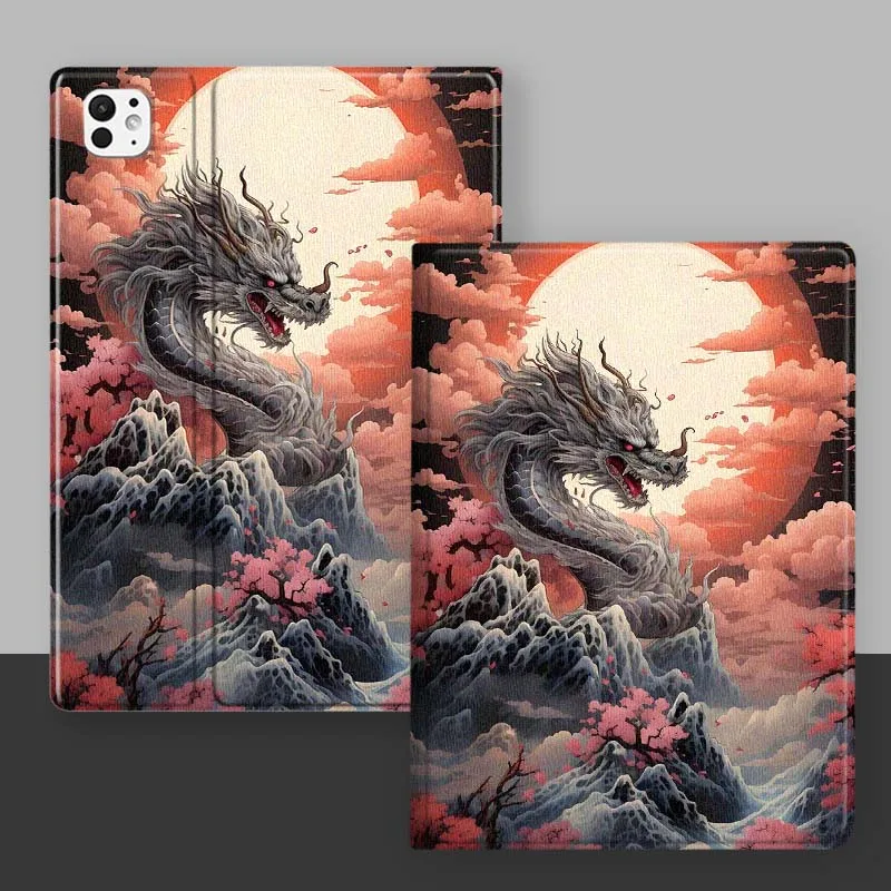 Dragon Sculpture Glow For iPad Pro Mini Air 1 2 3 4 5 6 7 10 11 th 8 9 gen 11 M4 M5 Foldable Tablet Case Cover