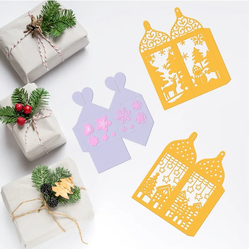 3pcs Gift Boxes Cutting Dies 3D Gift Box Candy Box Template s for DIY Scrapbooking Greeting Cards Making Album Envelope