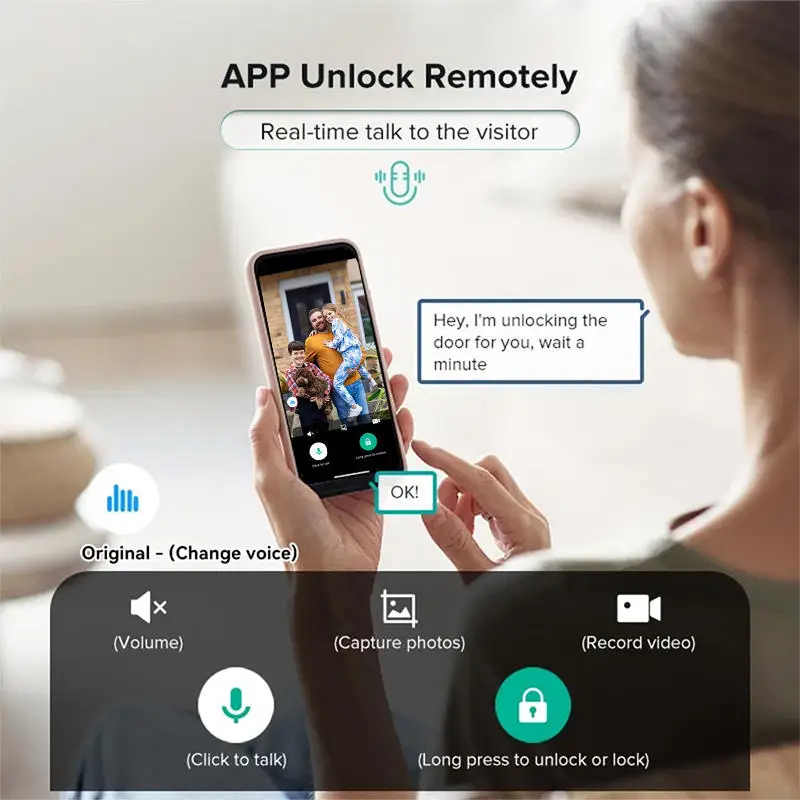 STLF 3D Face Recognition Aluminum Wood Door Lock  Automatic Fingerprint Tuya App WiFi Biometric Home Security Digital Lock