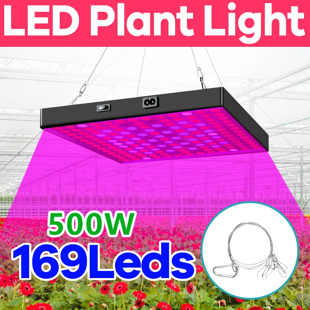 LED Plant Grow Light AC100-277 Full Spectrum 300W 500W Hydroponic Growing Lamp Plants Phyto Veg Flower Indoor Panel Phytolamp