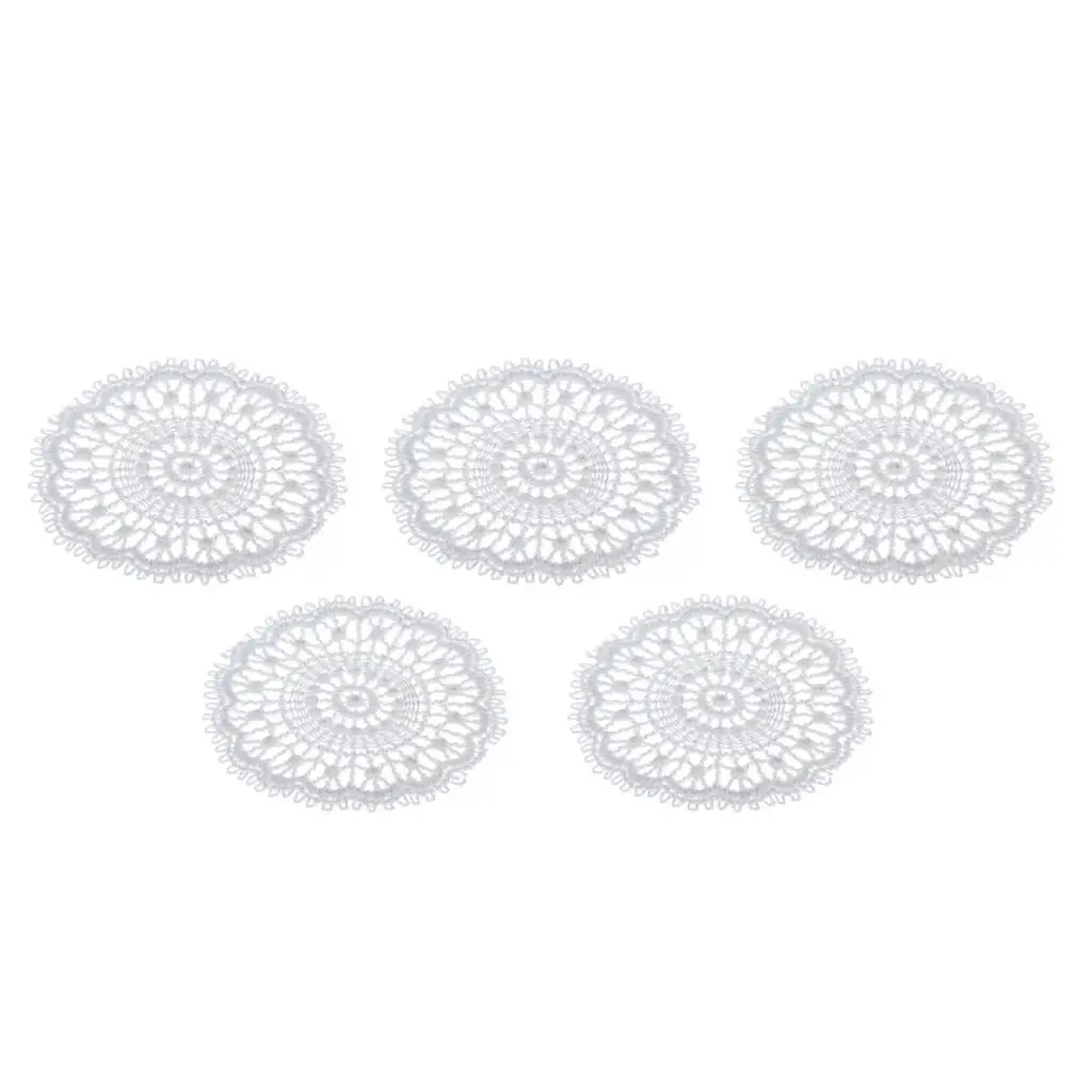 1/12 Dolls House 5Pieces Lace Round Tablecloth Decoration Accessory White