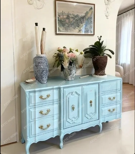 

New arrive pastoral solid wood chest, living room dining side cabinet, bedroom storage cabinet