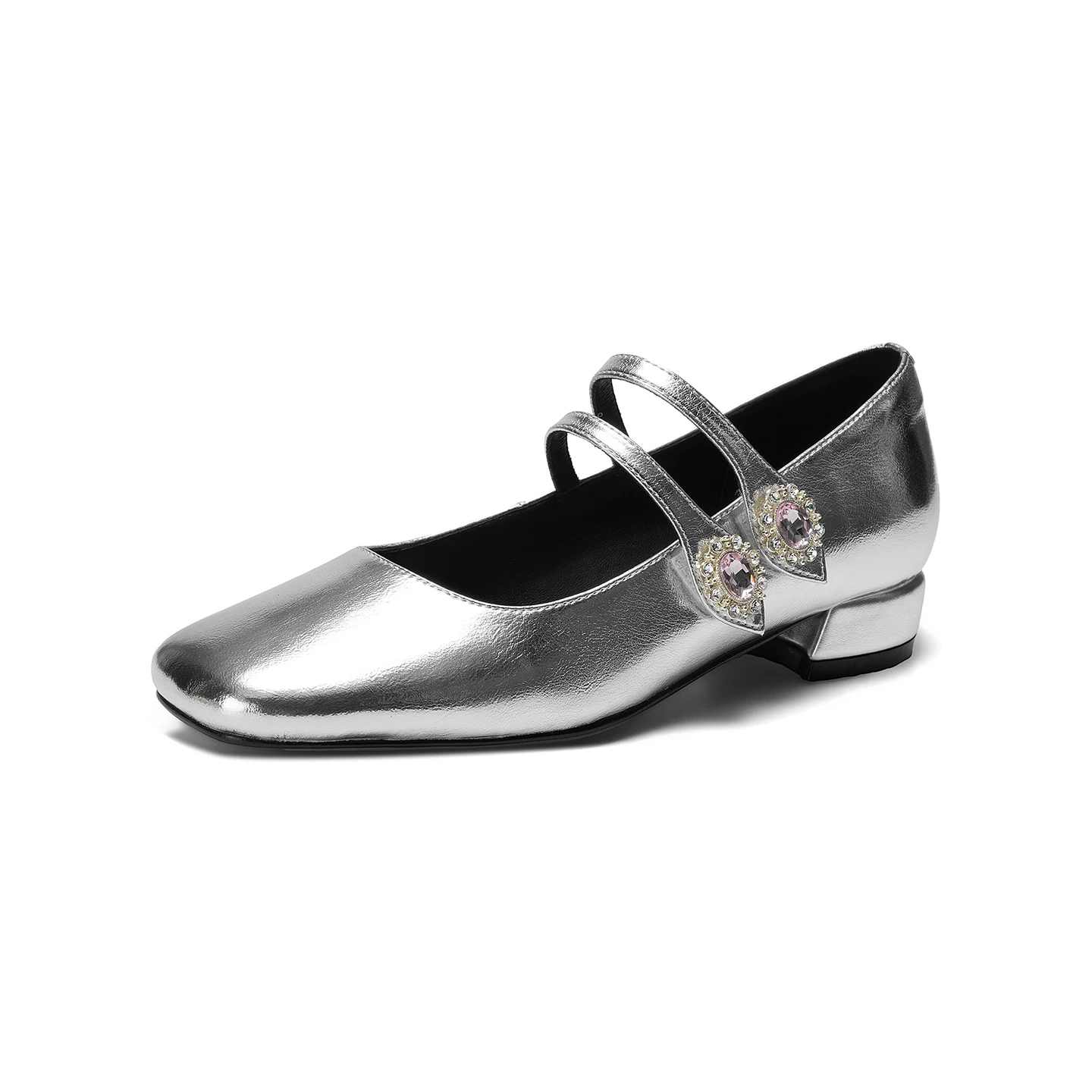 

﻿ Genuine Leather MetallicPainted Cowhide High Heeld Crystal Diamond Mary Jane Women's Shoes Elegant Women pumps