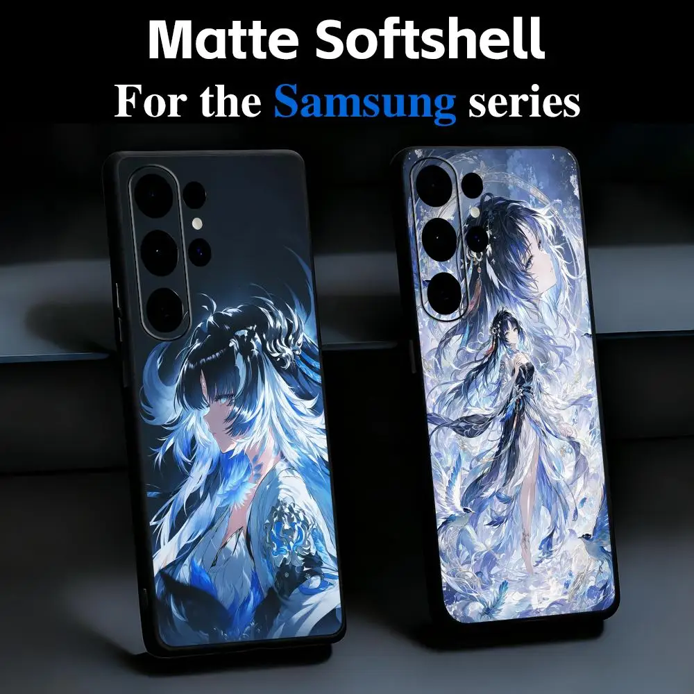 Xuanling Wuthering Waves Phone Case For Samsung Galaxy S26 S25 S24 S23 S22 S21 Plus Ultra Note20 Soft Black