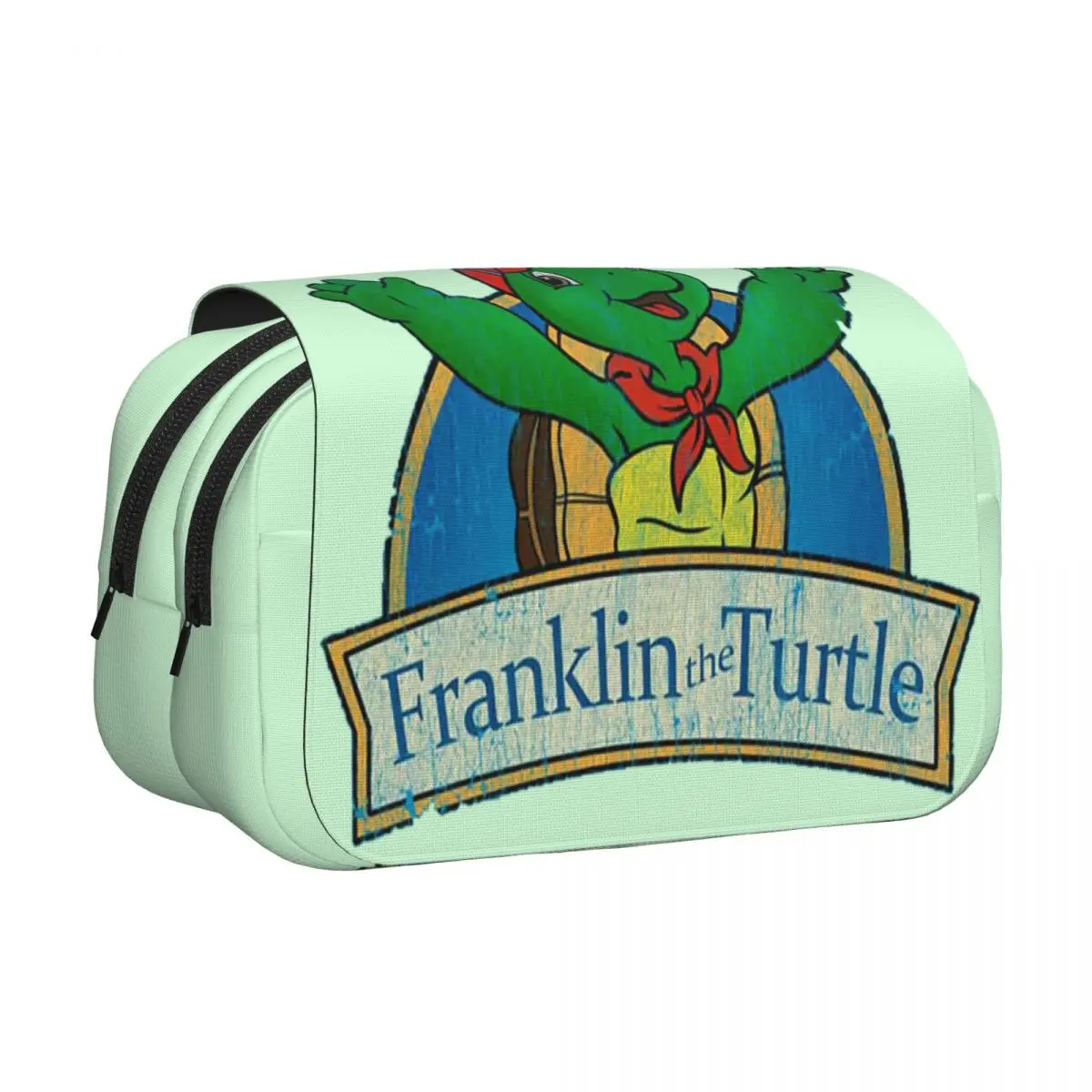 Vintage Franklin The Turtle Pencil Cases Pen Holder Hard Shell Leather Big Capacity Pen Box Pencil Bag for Studen School