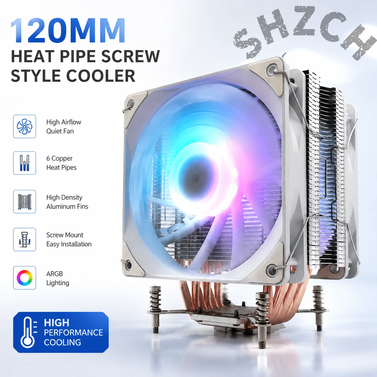 12CM6 copper tube cpu radiator desktop computer 2011X79X99 mine service Internet cafe CPU fan silent