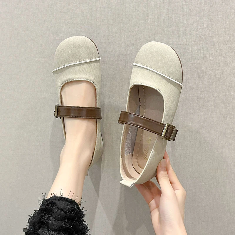 New Style Fashion Women's Loafers Suede Leather Women Shoes Retro Soft Sole Comfort Ballet Flats Korean Round Toe Casual Shoes