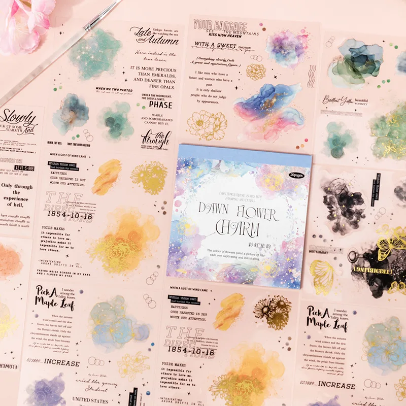 

20 шт./упак. Morning Glory чернила с цветочным рисунком, акварельная наклейка «Сувош», книга, винтажный европейский грунтовый фон 131*115 мм