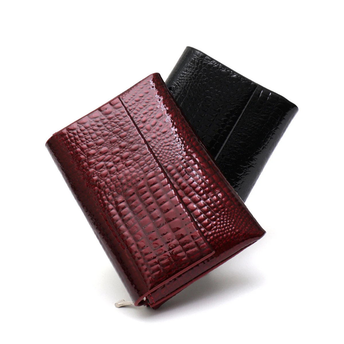 SC Dames Luxe Croc Patroon Lakleer Korte Portemonnee Driebladige Portemonnee Kaarthouder Multi Zakken Geld Slots Draagbaar Dagelijks