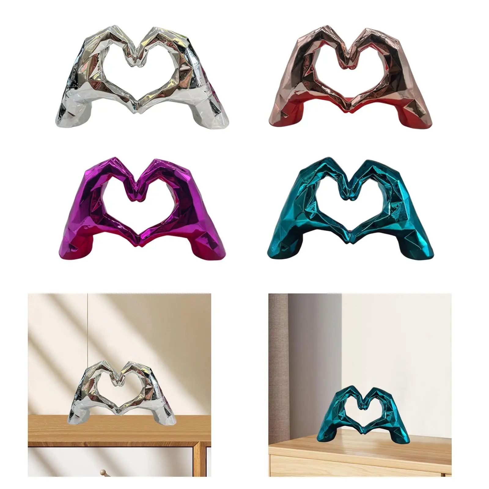 Heart Hand Sculpture Resin Ornament for Living Room Anniversary TV Cabinet