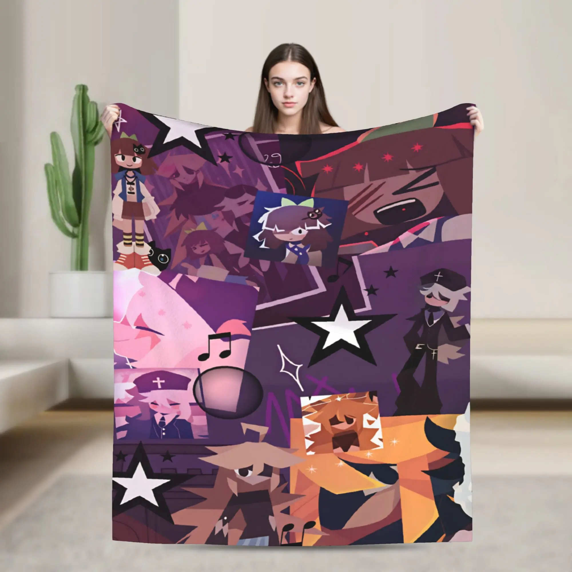 Fundamental Paper Education Anime Flannel Blanket  Warm Soft Throw Blanket for Home Decor Street Trend Bedspread Sofa Bed Cover