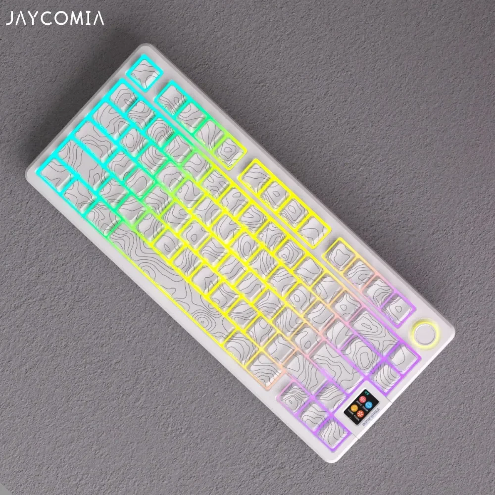 PBT Keycaps kontur topografi, dua warna cetakan injeksi, ukiran samping sublimasi, Set besar