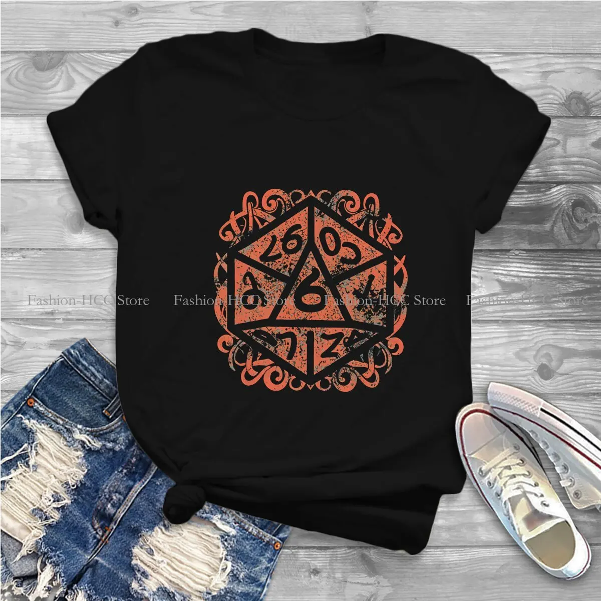 Dungeon Polyester TShirt for Women Conceptual Dice Symbol Humor Leisure Sweatshirts T Shirt Novelty