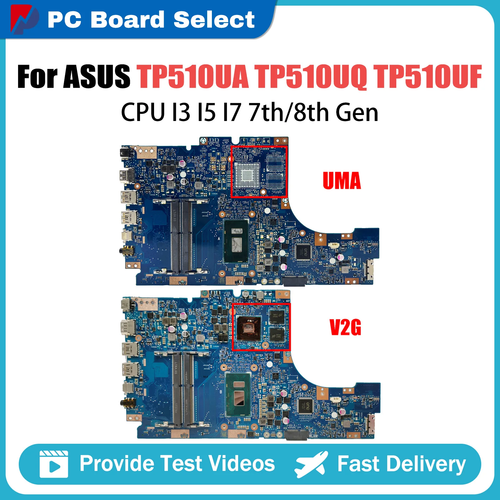 TP510U Mainboard For ASUS VivoBook TP510UQ TP510UA TP510UF Laptop Motherboard I3 I5 I7 7th 8th Gen CPU 940MX MAIN BOARD