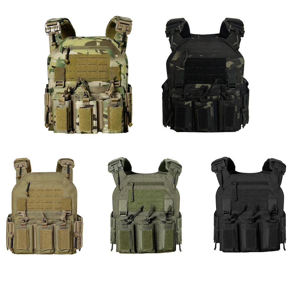 EMERSONGEA 0503 1000D Nylon Quick Release Modular Laser cutting Molle System Tactical Vest with Double Triple Magazine Pouch