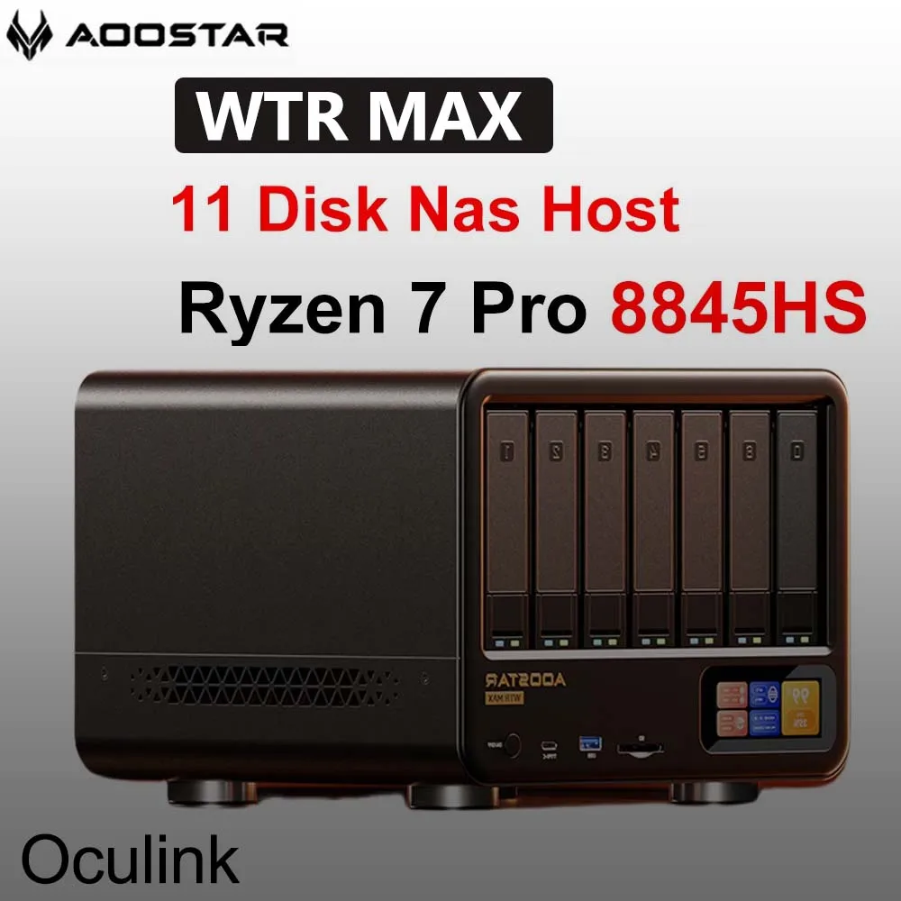 WTR MAX Ryzen 7 Pro 8845HS 11 Диск Nas Host 2xDDR5 5600 МГц Pcie 3.0 SSD Window 11 Независимый Oculink USB4 Поддержка 2,5/3,5 "SATA