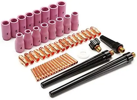 53 Uds. Cuerpos de pinzas TIG copa de alúmina tamaño surtido ajuste SR WP 9 20 25 soplete de soldadura TIG