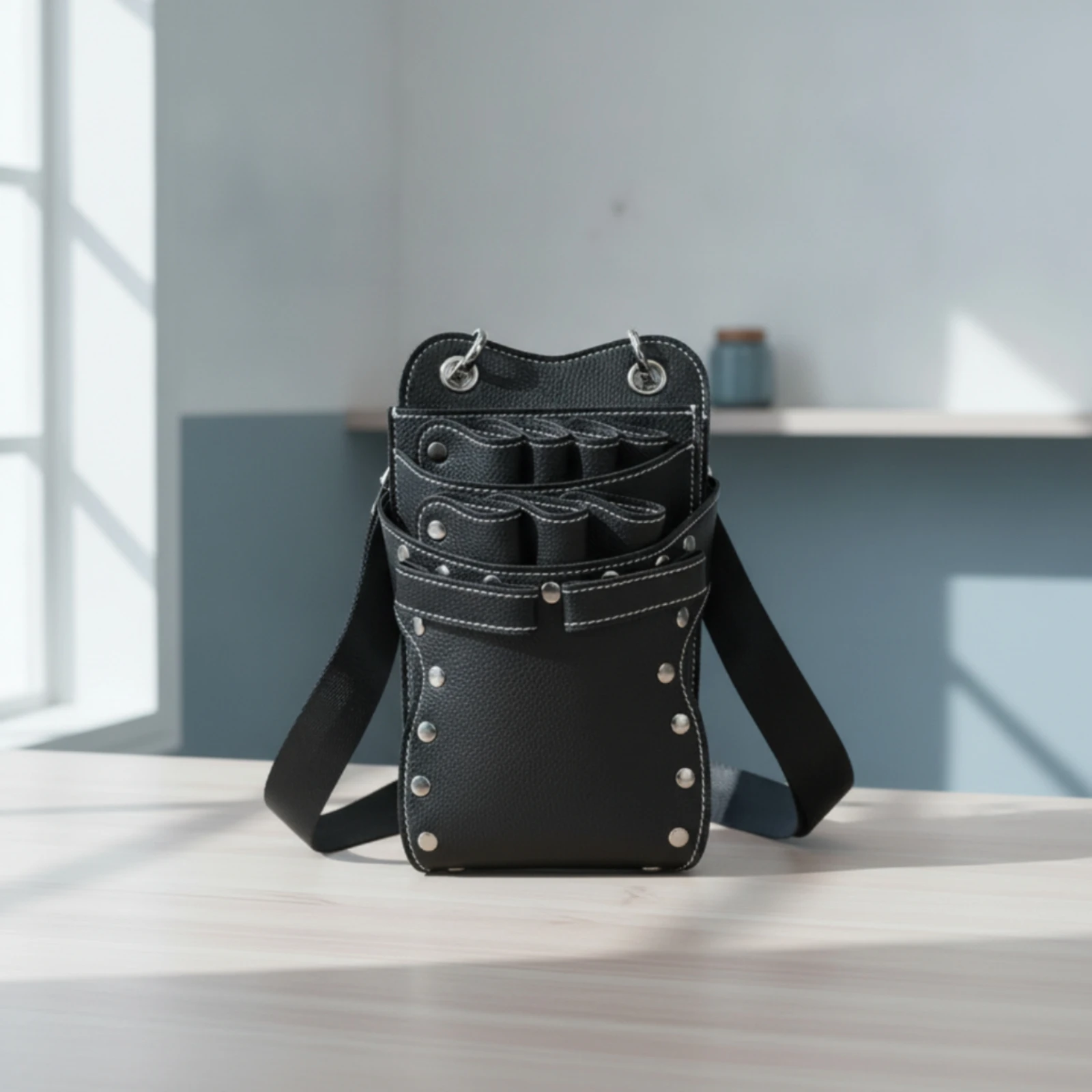 Hairstylist Tool Bag Adjustable Hairdresser Waist Bag Shears Holder with Strap Compact Scissors Holder Shielded