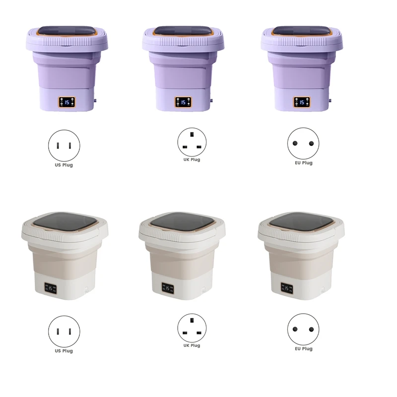 9L tragbare Waschmaschine Mini faltbare Haushaltswaschmaschine mit drehender Trockenwaschmaschine Lila UK-Stecker einfach zu bedienen