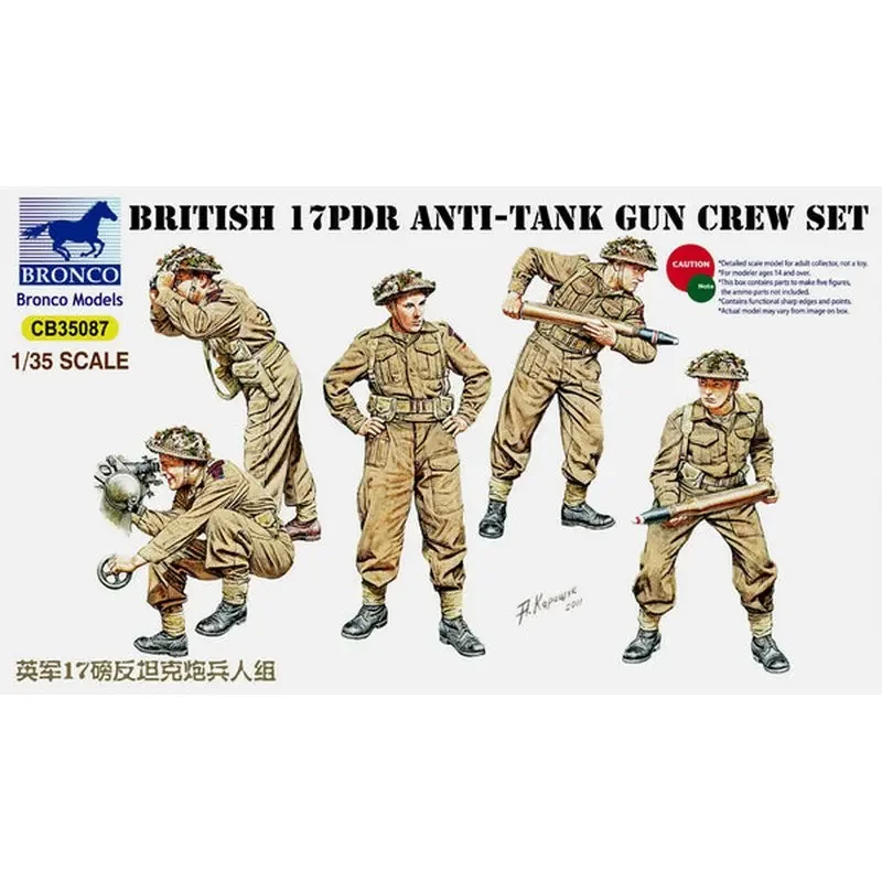 BRONCO CB35087 1/35 British 17pdr Anti-Tank Gun Crew Set - Scale Assemble Model Kit