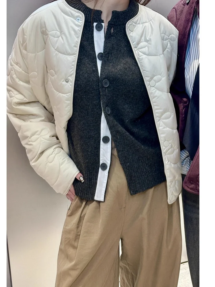 

Легкий стеганый хлопковый жакет Bla Knot, женский корейский свободный крой, длинный све, круглый Ne Single B...