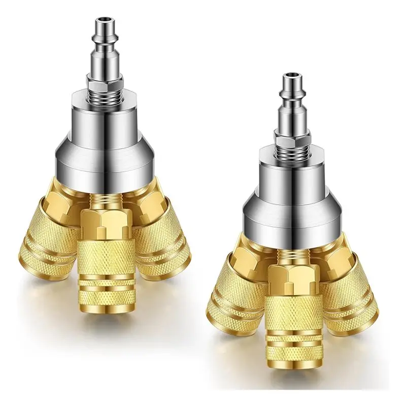 

3-ходовой разветвитель воздушного коллектора Аксессуары для воздушного компрессора 4-портовый промышленный выпускной шнур с 3 стальными муфтами и штекером NPT 1/4