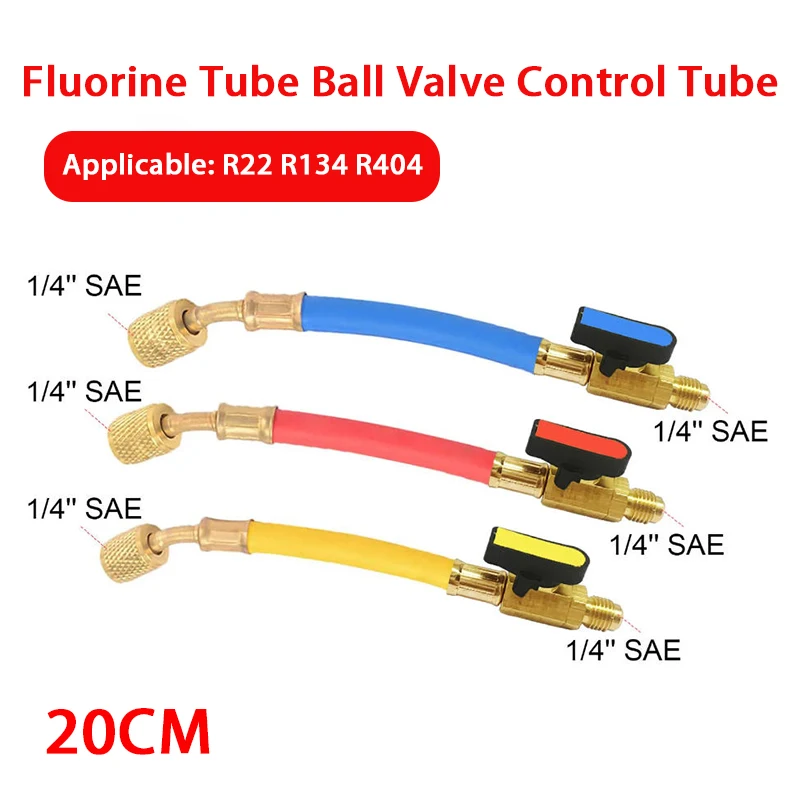 Automobile Fluorine Ball Valve Short Tube 20cm High-Pressure Hose Joint Air Conditioning Fluorine Tube R22/R134A