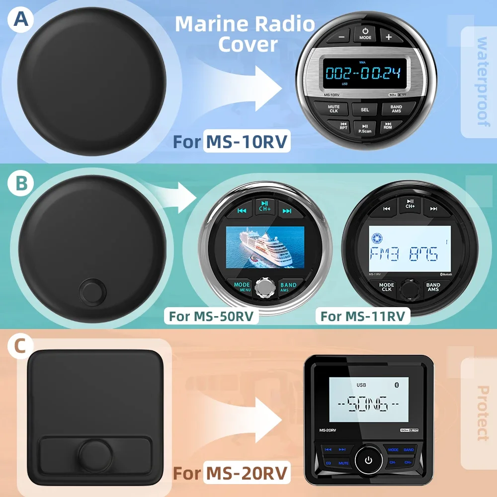 Boat Marine Radio Rrotective Cover Soft Silicone Waterproof Dustproof Sun Resistant For Boat/Yacht/Caravan/RV/ATV Radio Player