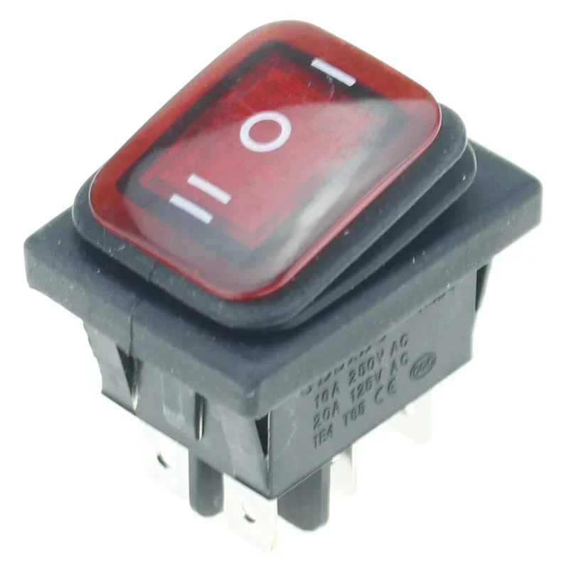 1pcs on off on 12V/220V Heavy Duty 6 pin DPDT IP67 Waterproof Auto Boat Marine Toggle Rocker Switch with LED 12V 220V 27x22mm