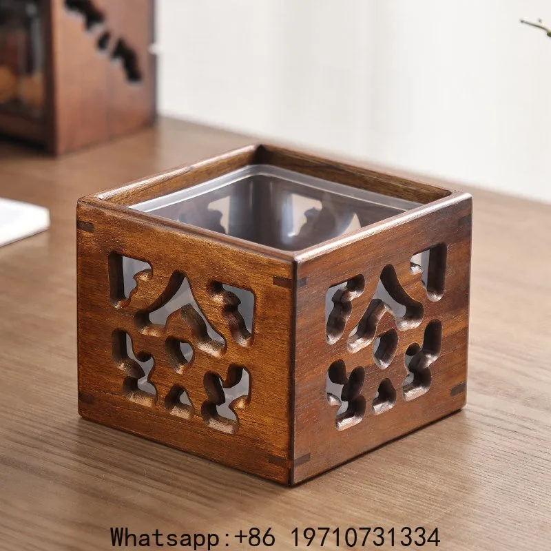 Solid wood living room coffee table high value wooden small garbage box mini Chinese trash can
