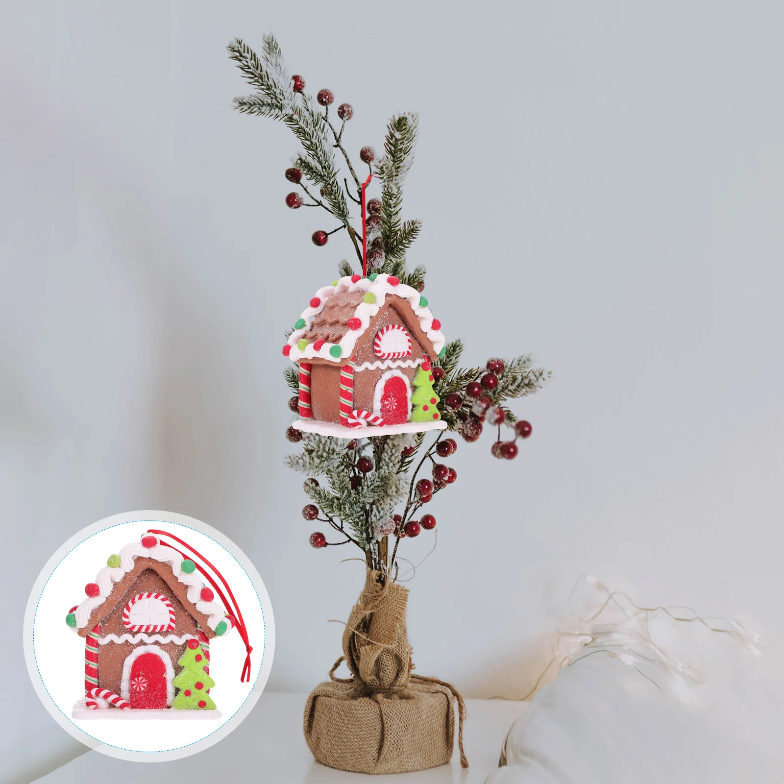

1Pcs Christmas Mini House Pendant Decoration Party Holiday Indoor Outdoor Ornament Christmas Hanging Mini House