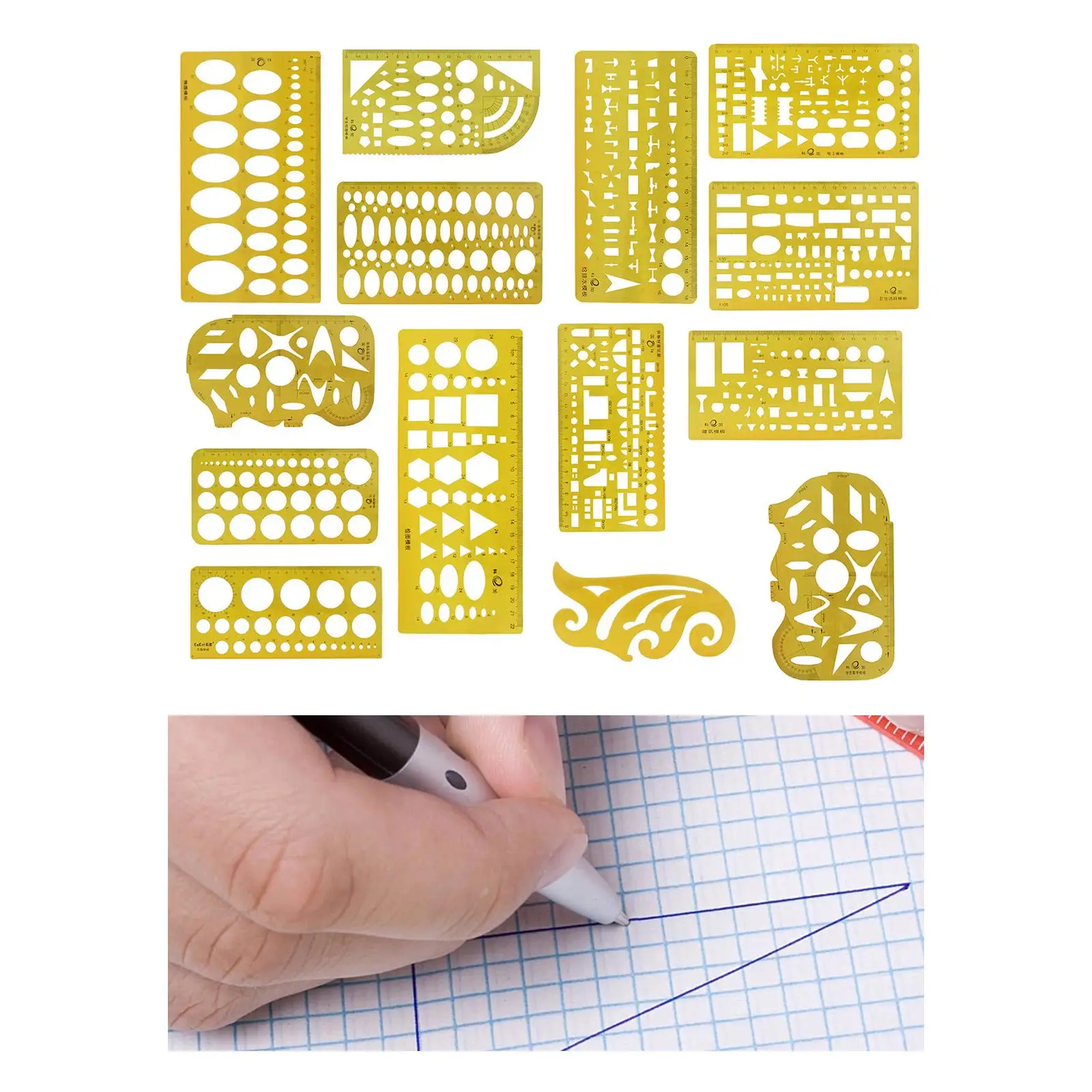 Geometrische tekeningen sjablonen tekening stencil meetinstrument voor studeren student