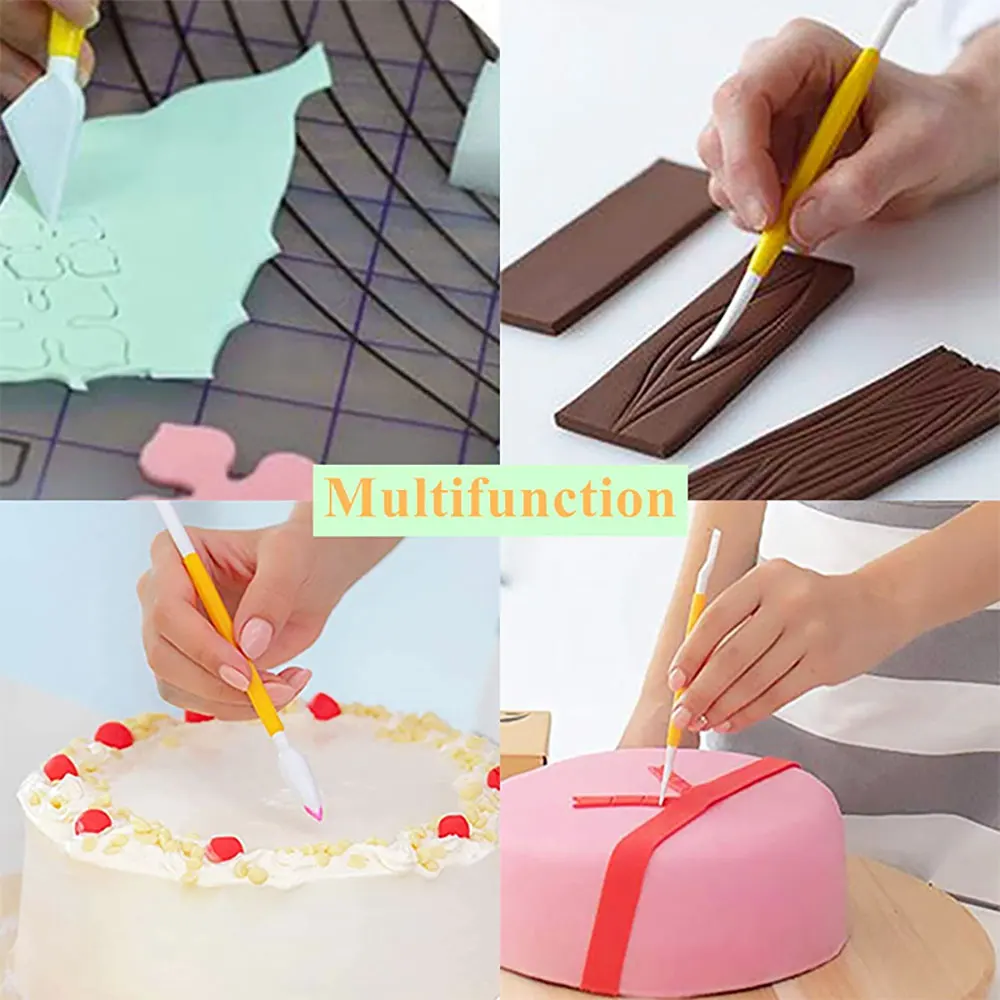 Silicone World 8pcs/Set DIY Plastic Baking Carving Tool Sugar Craft Fondant Cake Carving Cutter Chocolate Decorating Flower Clay