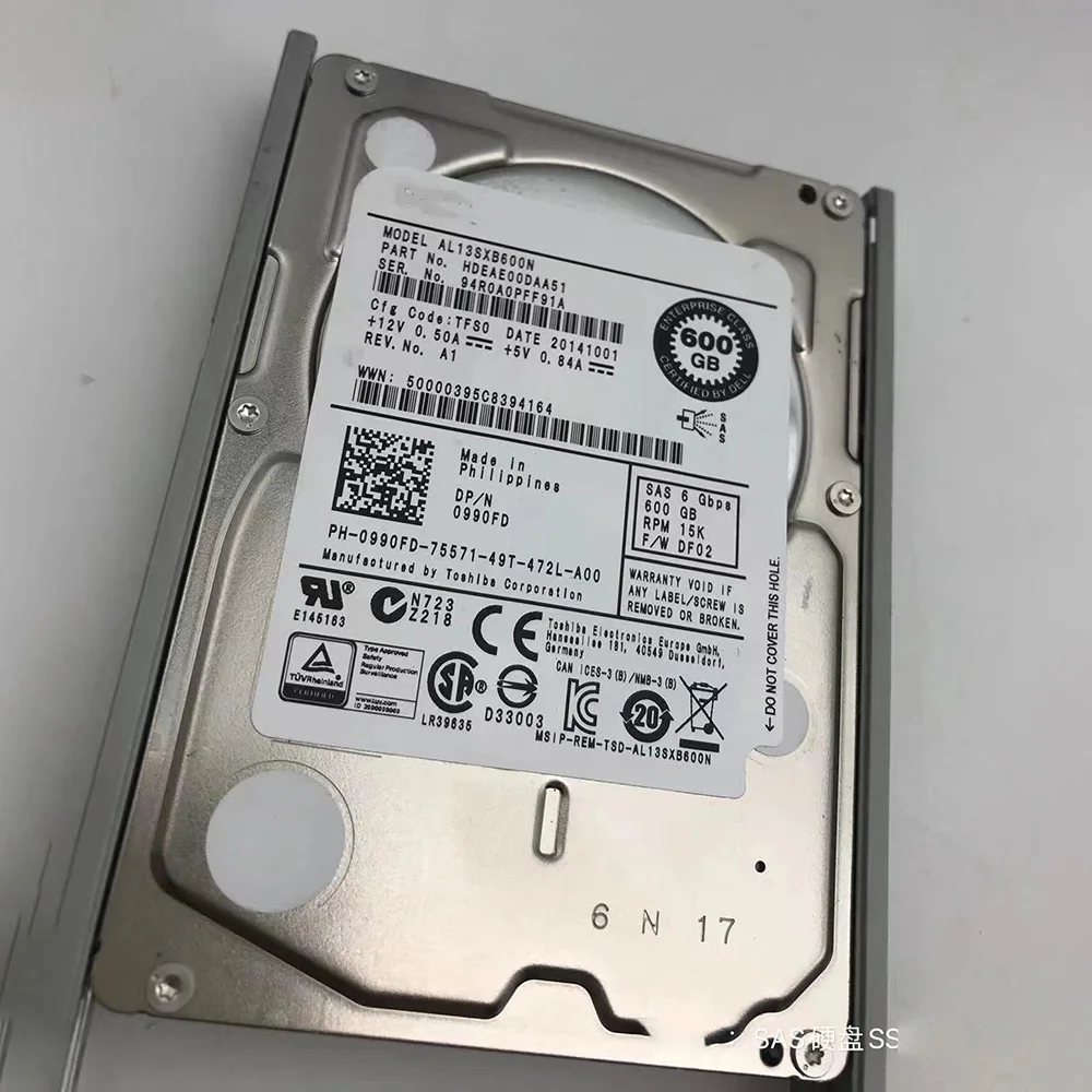 600GB Dell 600g 6g 15k 2.5 "990fd 0990fd r440 r641ハードディスク用