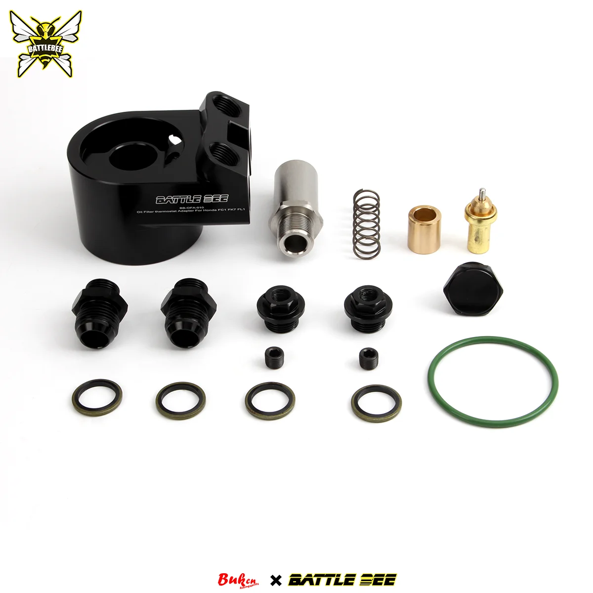 

Engine Radiator Adapter Oil Cooler Filter For Honda Civic 10th Gen 1.5T Alloy CNC Sandwich Plate Thermostat Adaptor BB-OFA-010